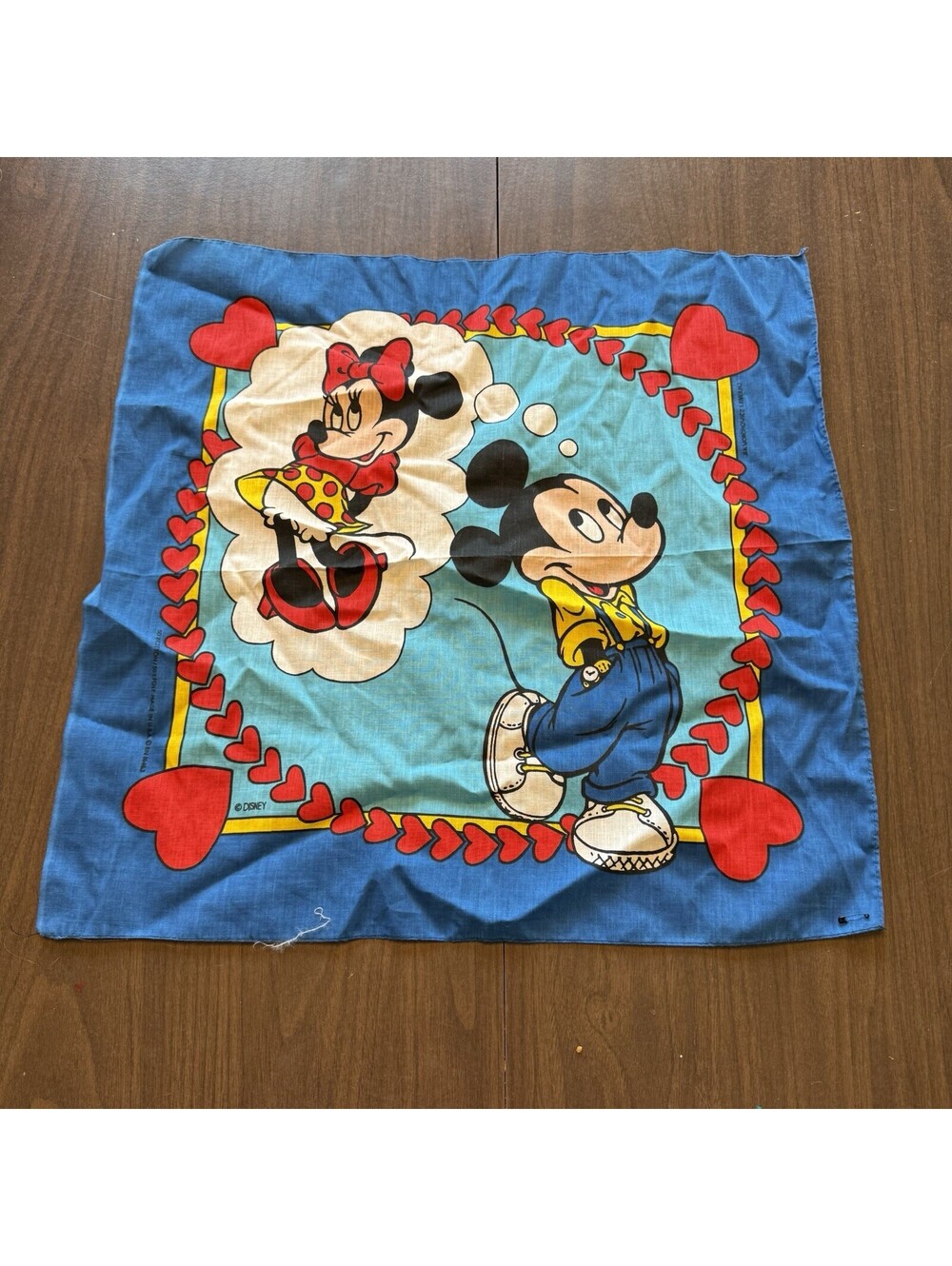 Vintage 80s Disney Mickey/Minnie Mouse Handkerchief Bandanna J A Woronowicz